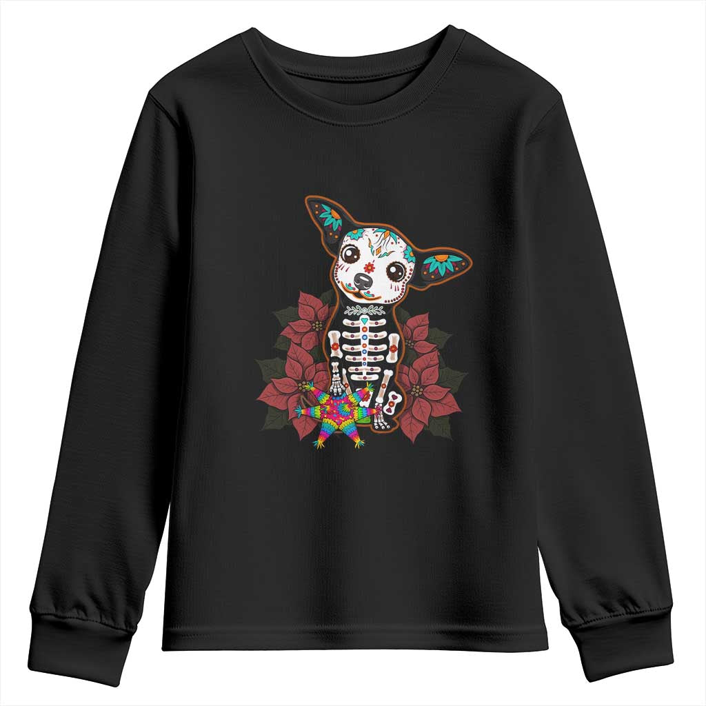 Calavera Chihuahua Youth Sweatshirt Pinata Dia De Los Muertos Mexican TS14 Black Print Your Wear