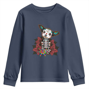Calavera Chihuahua Youth Sweatshirt Pinata Dia De Los Muertos Mexican TS14 Navy Print Your Wear
