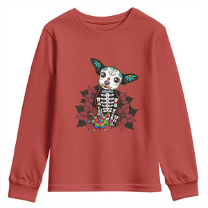 Calavera Chihuahua Youth Sweatshirt Pinata Dia De Los Muertos Mexican TS14 Red Print Your Wear