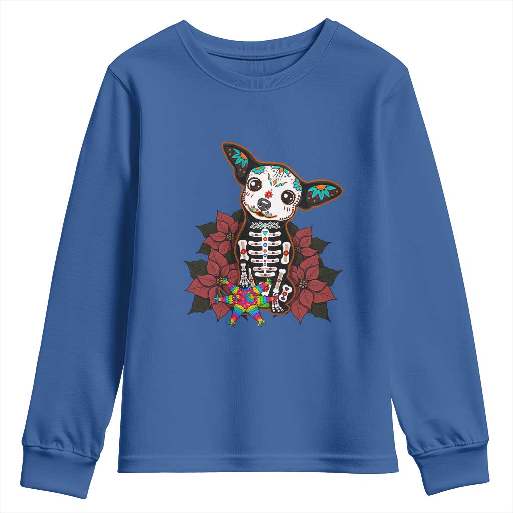 Calavera Chihuahua Youth Sweatshirt Pinata Dia De Los Muertos Mexican TS14 Royal Blue Print Your Wear