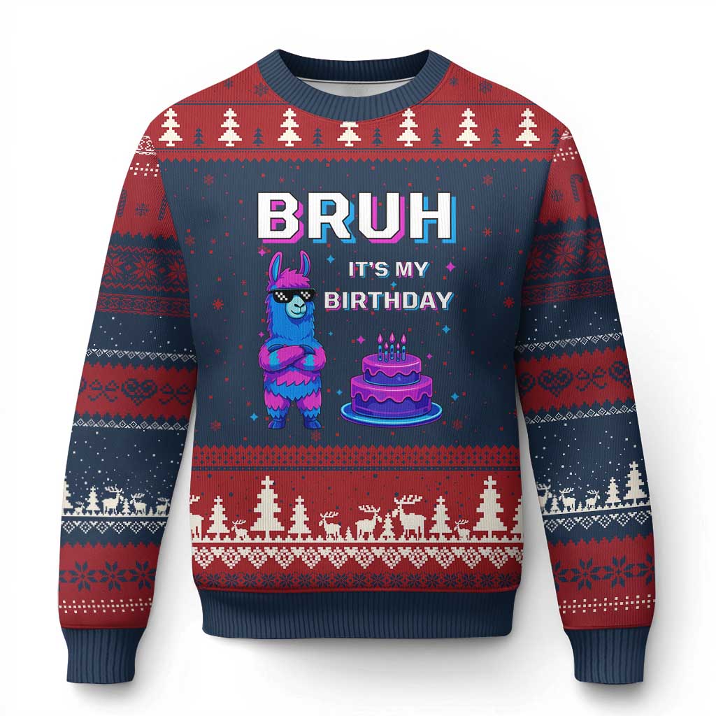 Funny Pinata Mexican Ugly Christmas Sweater Bruh It Is My Birthday TS14 Navy Red Print Your Wear