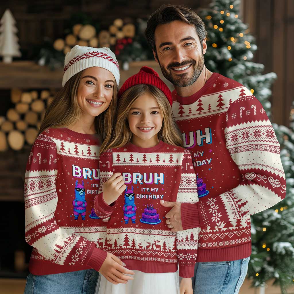Funny Pinata Mexican Ugly Christmas Sweater Bruh It Is My Birthday TS14 Red Beige Print Your Wear