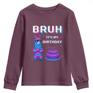 Funny Pinata Mexican Youth Sweatshirt Bruh It Is My Birthday TS14 Maroon Print Your Wear
