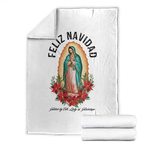 Virgin Mary Feliz Navidad Throw Blanket Our Lady Virgen De Guadalupe TS14 White Print Your Wear