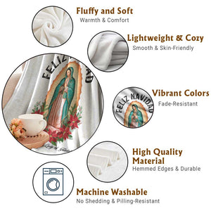 Virgin Mary Feliz Navidad Throw Blanket Our Lady Virgen De Guadalupe TS14 Print Your Wear