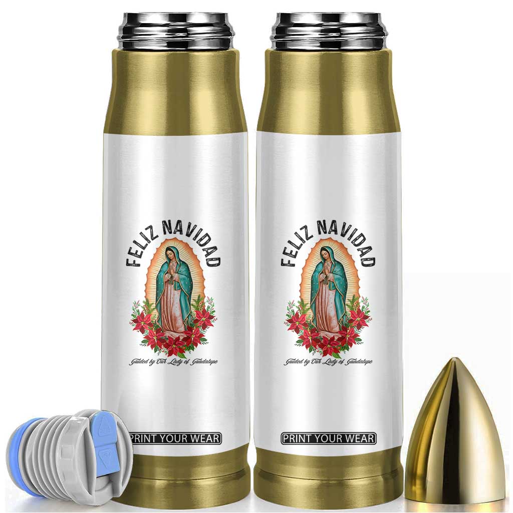 Virgin Mary Feliz Navidad Bullet Tumbler Our Lady Virgen De Guadalupe TS14 White Print Your Wear
