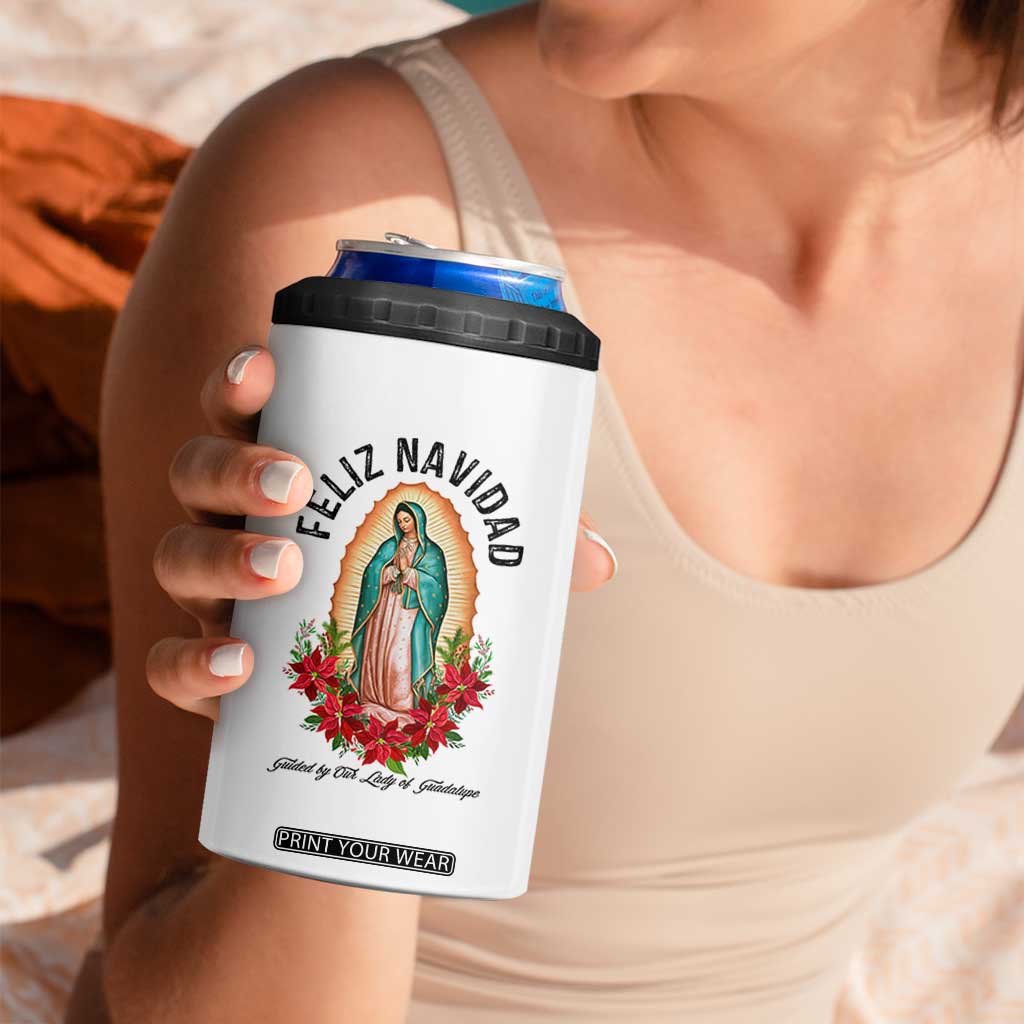 Virgin Mary Feliz Navidad 4 in 1 Can Cooler Tumbler Our Lady Virgen De Guadalupe TS14 Print Your Wear