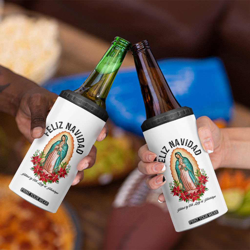 Virgin Mary Feliz Navidad 4 in 1 Can Cooler Tumbler Our Lady Virgen De Guadalupe TS14 Print Your Wear