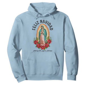 Virgin Mary Feliz Navidad Hoodie Our Lady Virgen De Guadalupe TS14 Light Blue Print Your Wear