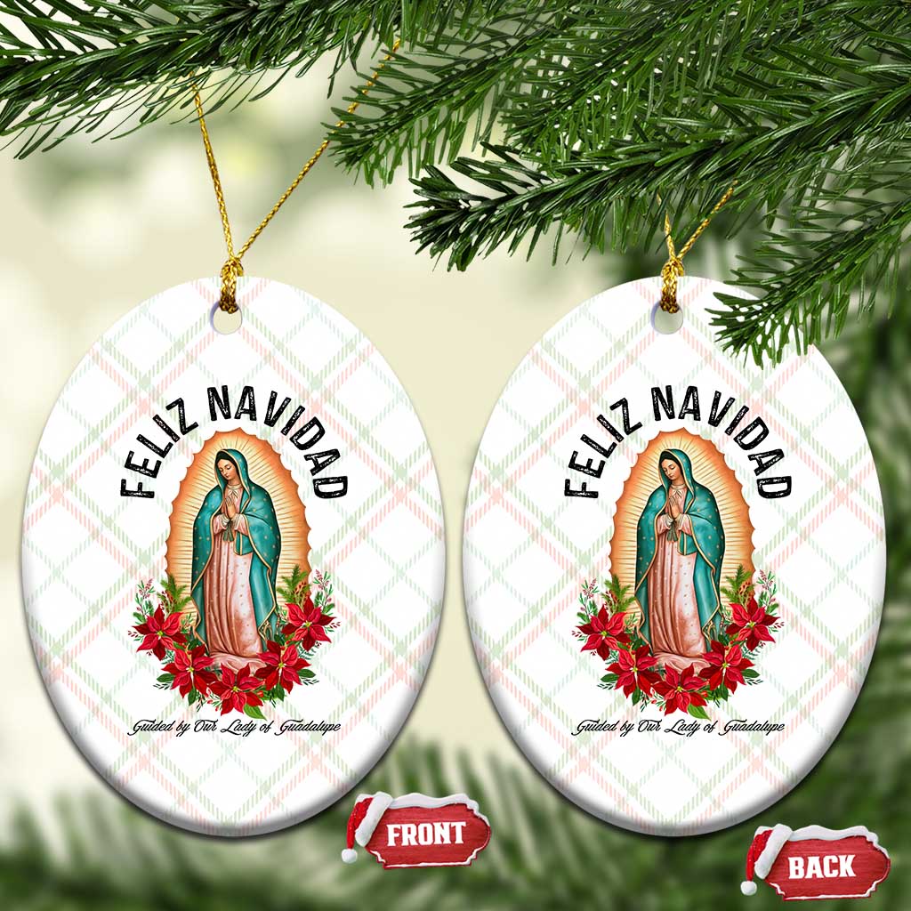 Virgin Mary Feliz Navidad Ceramic Ornament Our Lady Virgen De Guadalupe TS14 Print Your Wear