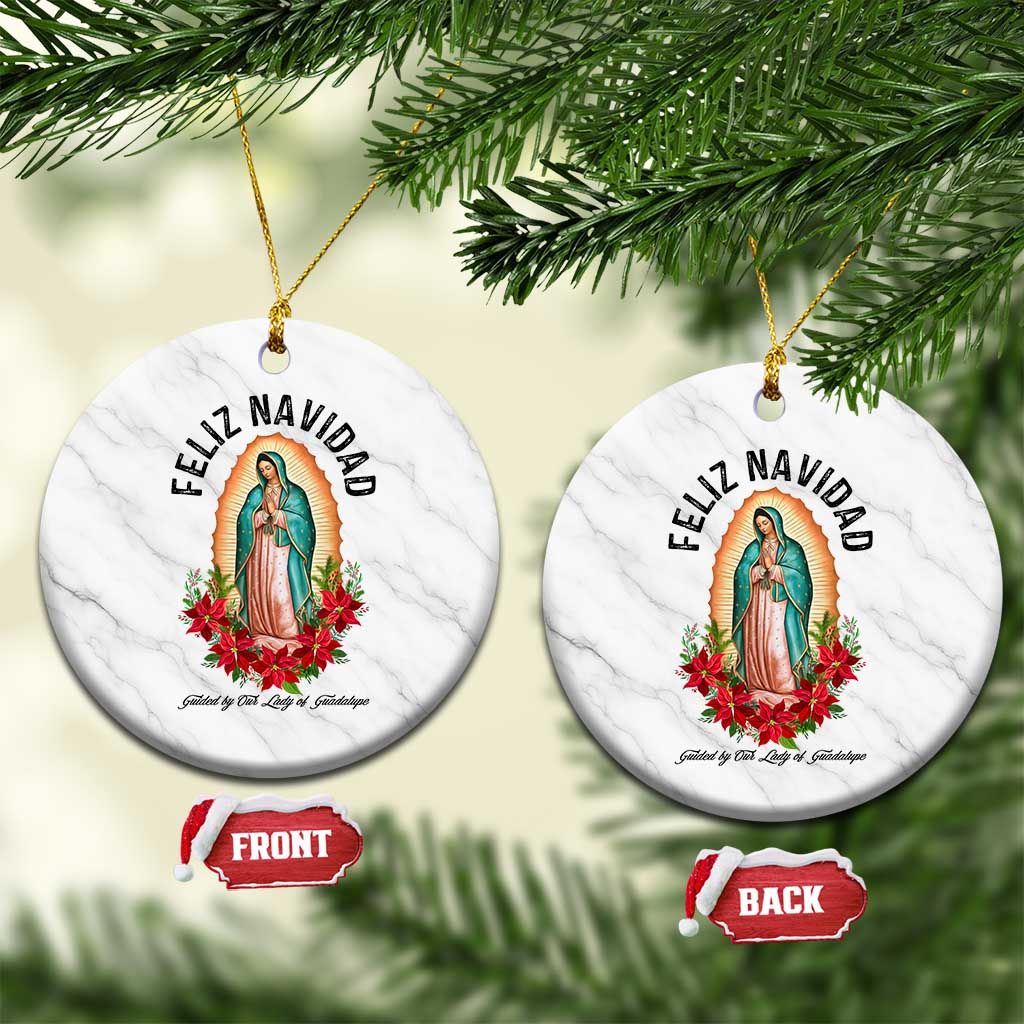 Virgin Mary Feliz Navidad Ceramic Ornament Our Lady Virgen De Guadalupe TS14 1pc White Marble Print Your Wear