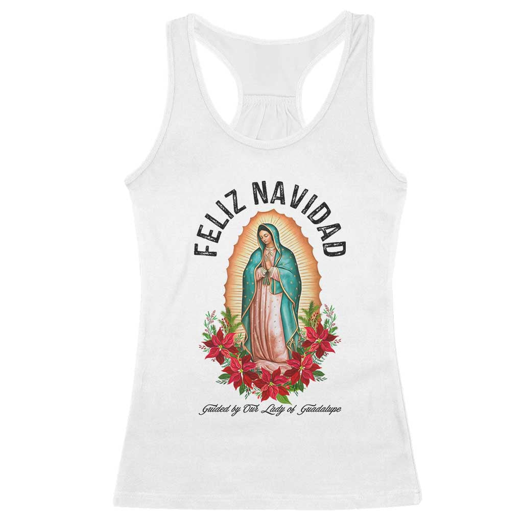 Virgin Mary Feliz Navidad Racerback Tank Top Our Lady Virgen De Guadalupe TS14 White Print Your Wear