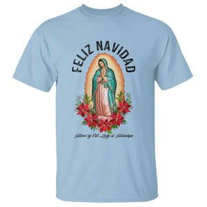 Virgin Mary Feliz Navidad T Shirt Our Lady Virgen De Guadalupe TS14 Light Blue Print Your Wear