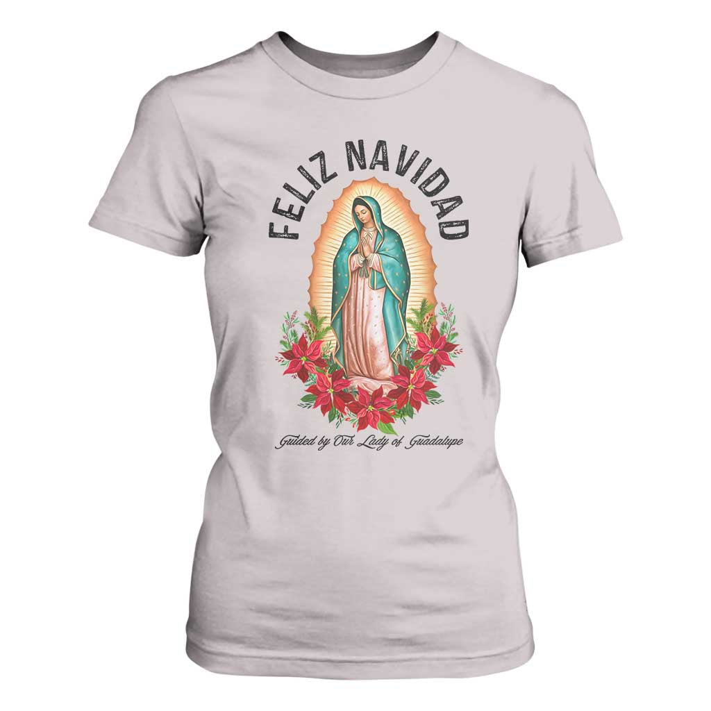 Virgin Mary Feliz Navidad T Shirt For Women Our Lady Virgen De Guadalupe TS14 Ice Gray Print Your Wear