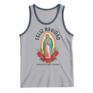 Virgin Mary Feliz Navidad Tank Top Our Lady Virgen De Guadalupe TS14 Athletic Heather Navy Print Your Wear