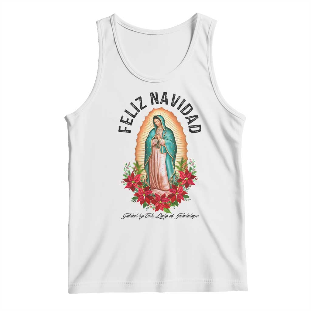 Virgin Mary Feliz Navidad Tank Top Our Lady Virgen De Guadalupe TS14 White Print Your Wear