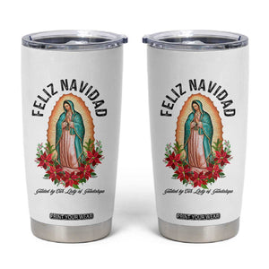 Virgin Mary Feliz Navidad Tumbler Cup Our Lady Virgen De Guadalupe TS14 White Print Your Wear