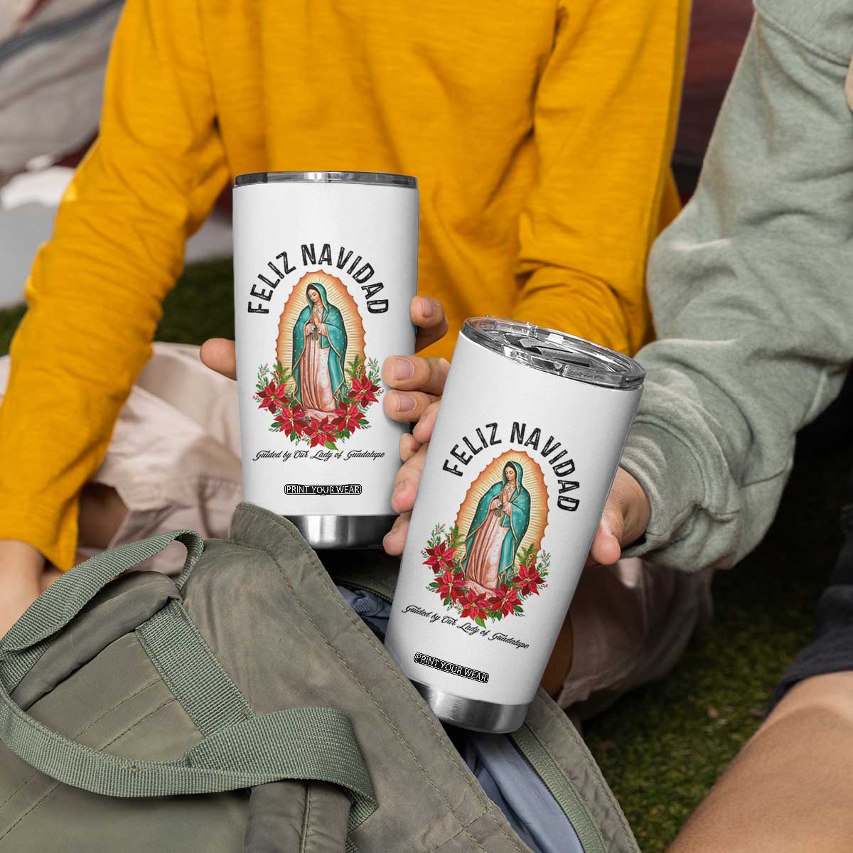Virgin Mary Feliz Navidad Tumbler Cup Our Lady Virgen De Guadalupe TS14 Print Your Wear