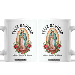 Virgin Mary Feliz Navidad Coffee Mug Our Lady Virgen De Guadalupe TS14 White Print Your Wear