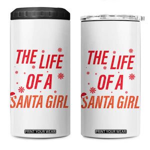 The Life Of A Santa Girl 4 in 1 Can Cooler Tumbler Funny Christmas TS14 One Size: 16 oz White Print Your Wear