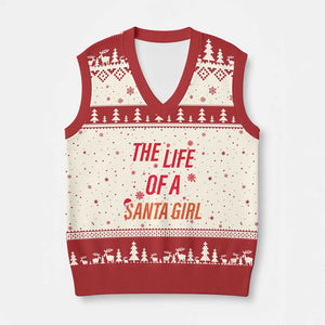 The Life Of A Santa Girl V-Neck Knit Sweater Vest Funny Xmas TS14 Beige Red Print Your Wear
