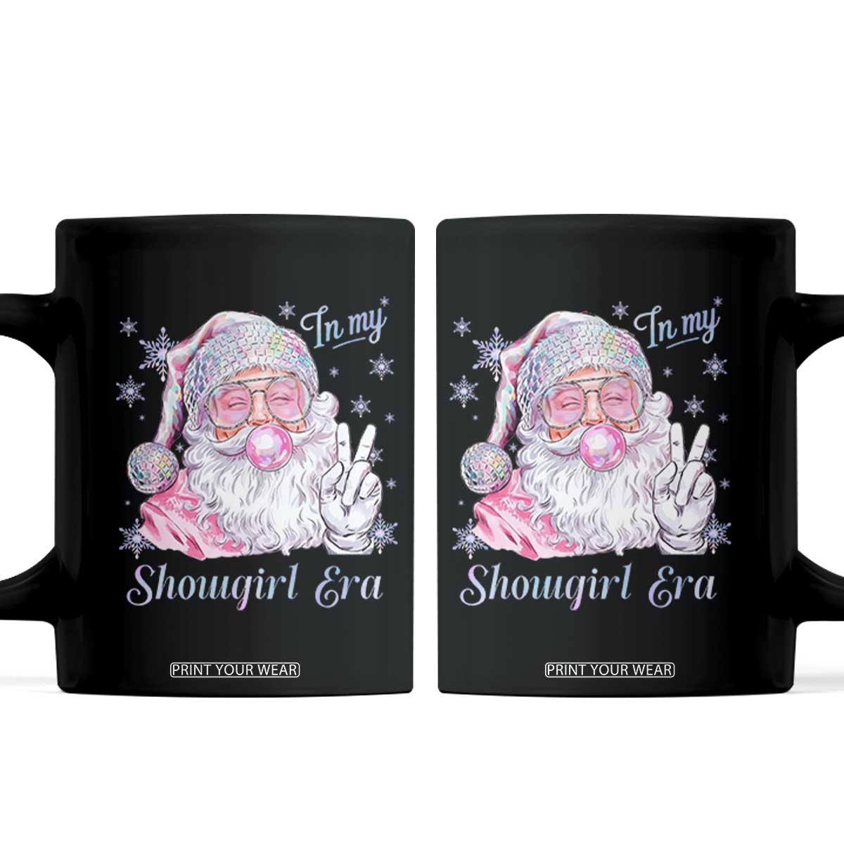 Pink Santa Christmas Coffee Mug Bubble Gum Peace Sign TS14 Black Print Your Wear