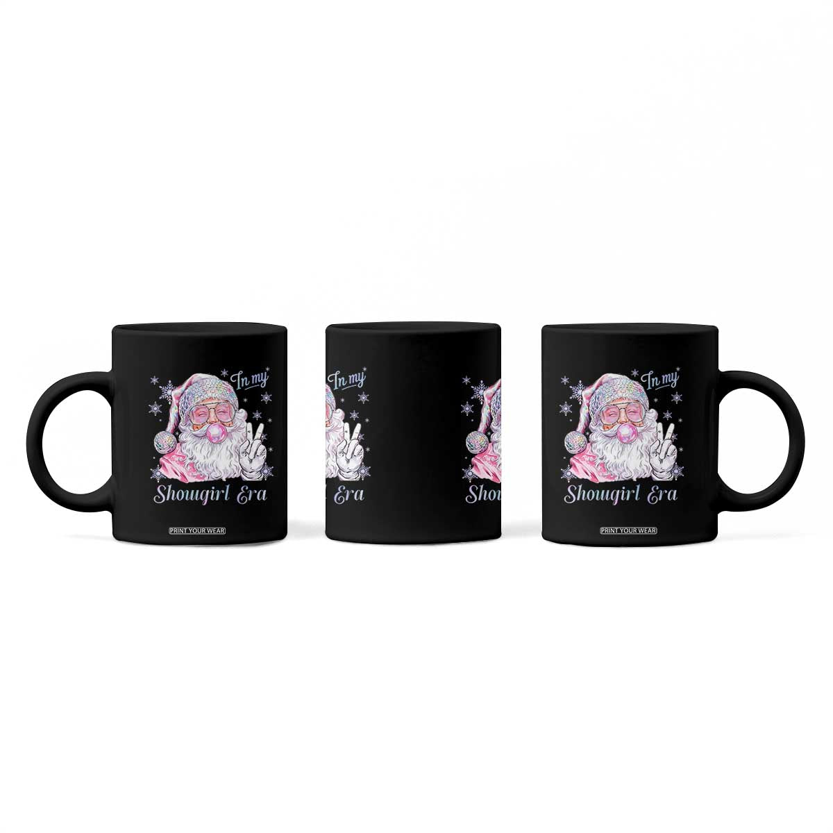 Pink Santa Christmas Coffee Mug Bubble Gum Peace Sign TS14 Print Your Wear