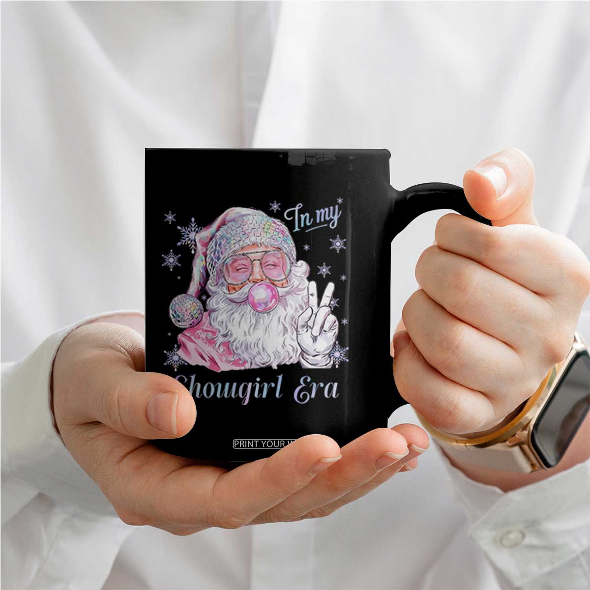 Pink Santa Christmas Coffee Mug Bubble Gum Peace Sign TS14 Print Your Wear