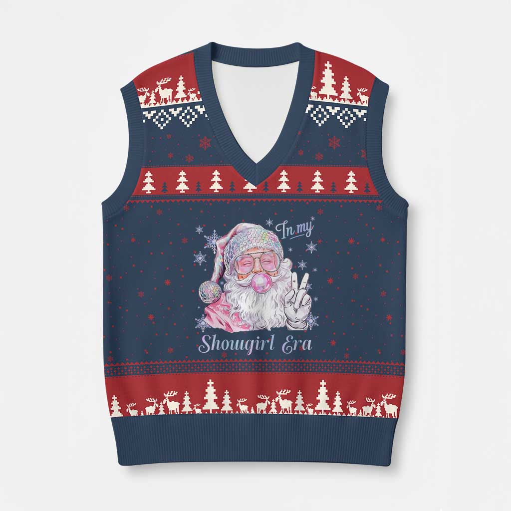 Pink Santa Xmas V-Neck Knit Sweater Vest Bubble Gum Peace Sign TS14 Navy Red Print Your Wear