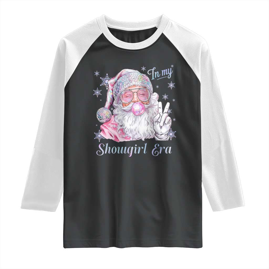 Pink Santa Christmas Raglan Shirt Bubble Gum Peace Sign TS14 Black White Print Your Wear
