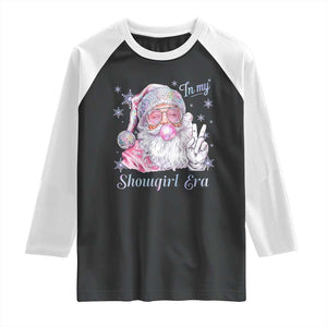 Pink Santa Christmas Raglan Shirt Bubble Gum Peace Sign TS14 Black White Print Your Wear