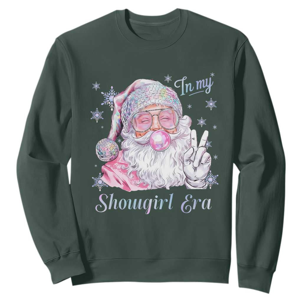 Pink Santa Christmas Sweatshirt Bubble Gum Peace Sign TS14 Dark Forest Green Print Your Wear