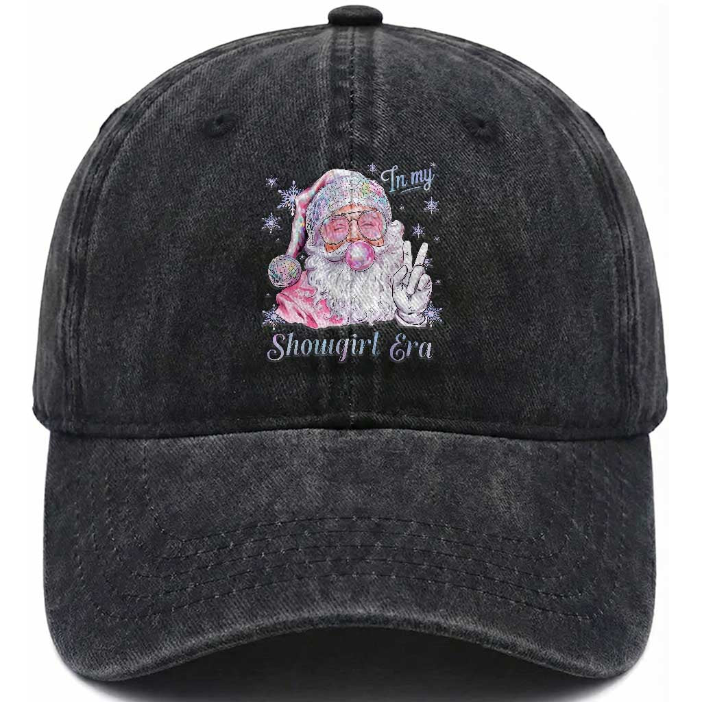 Pink Santa Christmas Washed Cotton Baseball Cap Bubble Gum Peace Sign TS14 Washed Cap Universal Fit Black Print Your Wear