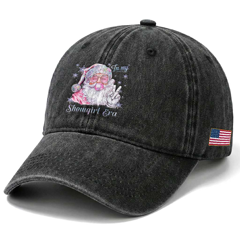 Pink Santa Christmas Washed Cotton Baseball Cap Bubble Gum Peace Sign TS14 Print Your Wear