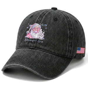 Pink Santa Christmas Washed Cotton Baseball Cap Bubble Gum Peace Sign TS14 Print Your Wear