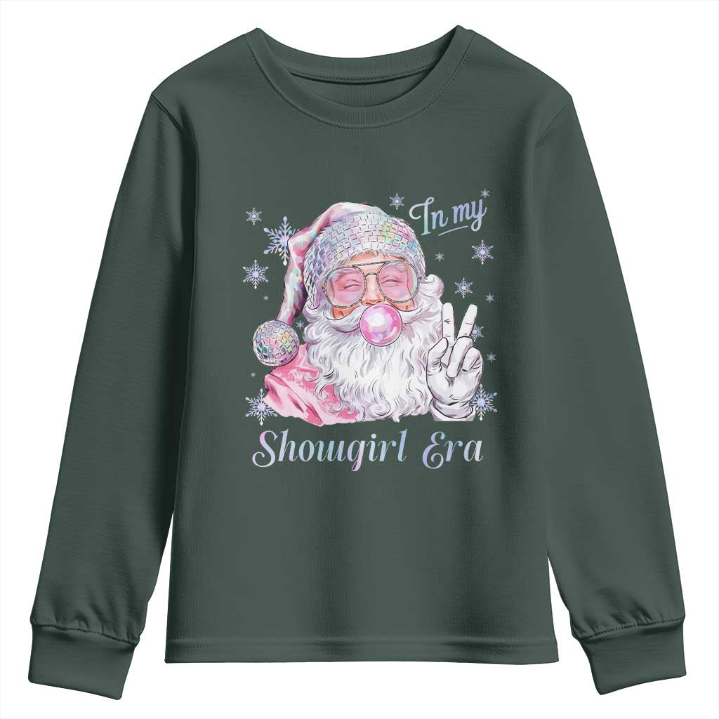 Pink Santa Christmas Youth Sweatshirt Bubble Gum Peace Sign TS14 Dark Forest Green Print Your Wear