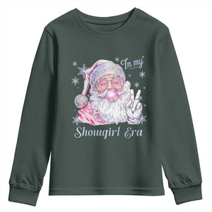 Pink Santa Christmas Youth Sweatshirt Bubble Gum Peace Sign TS14 Dark Forest Green Print Your Wear