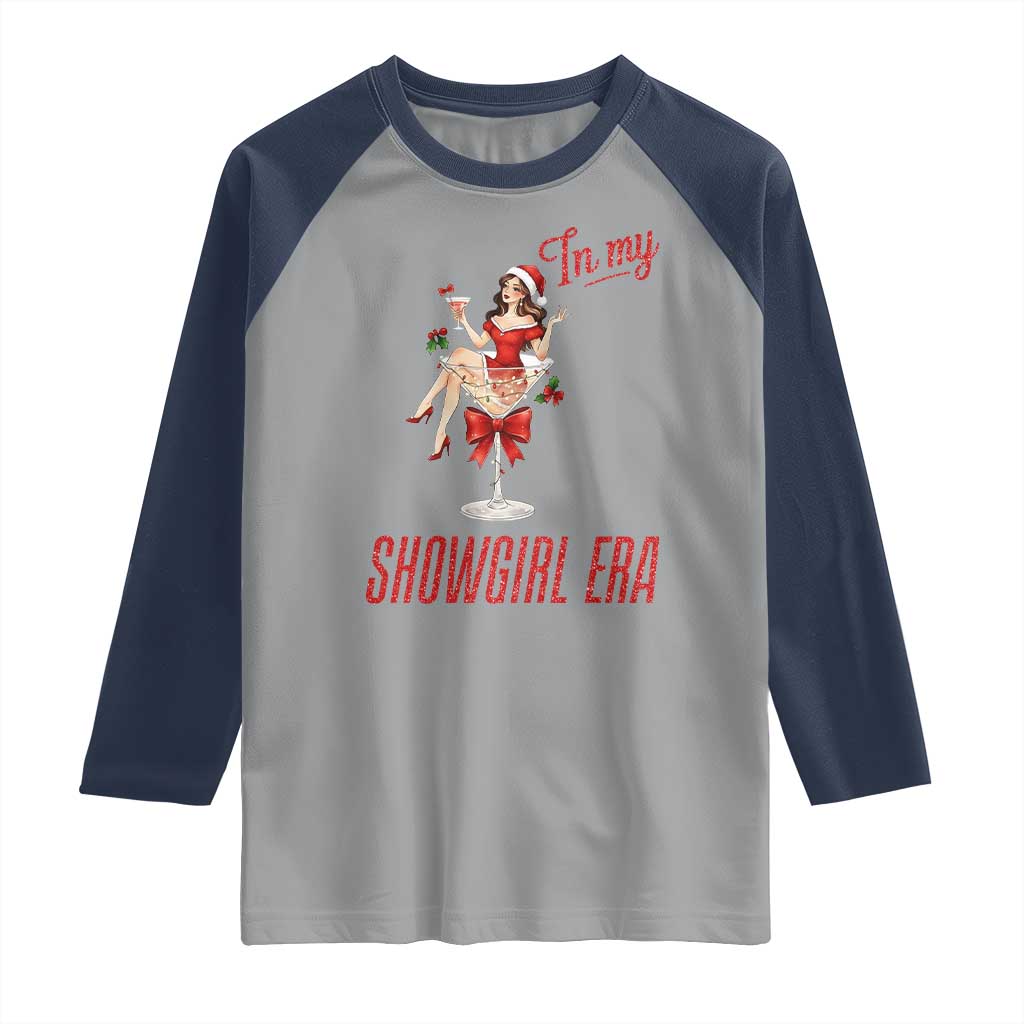 Santa Girls Christmas Raglan Shirt In My Costume Era TS14 Sport Gray Navy Print Your Wear