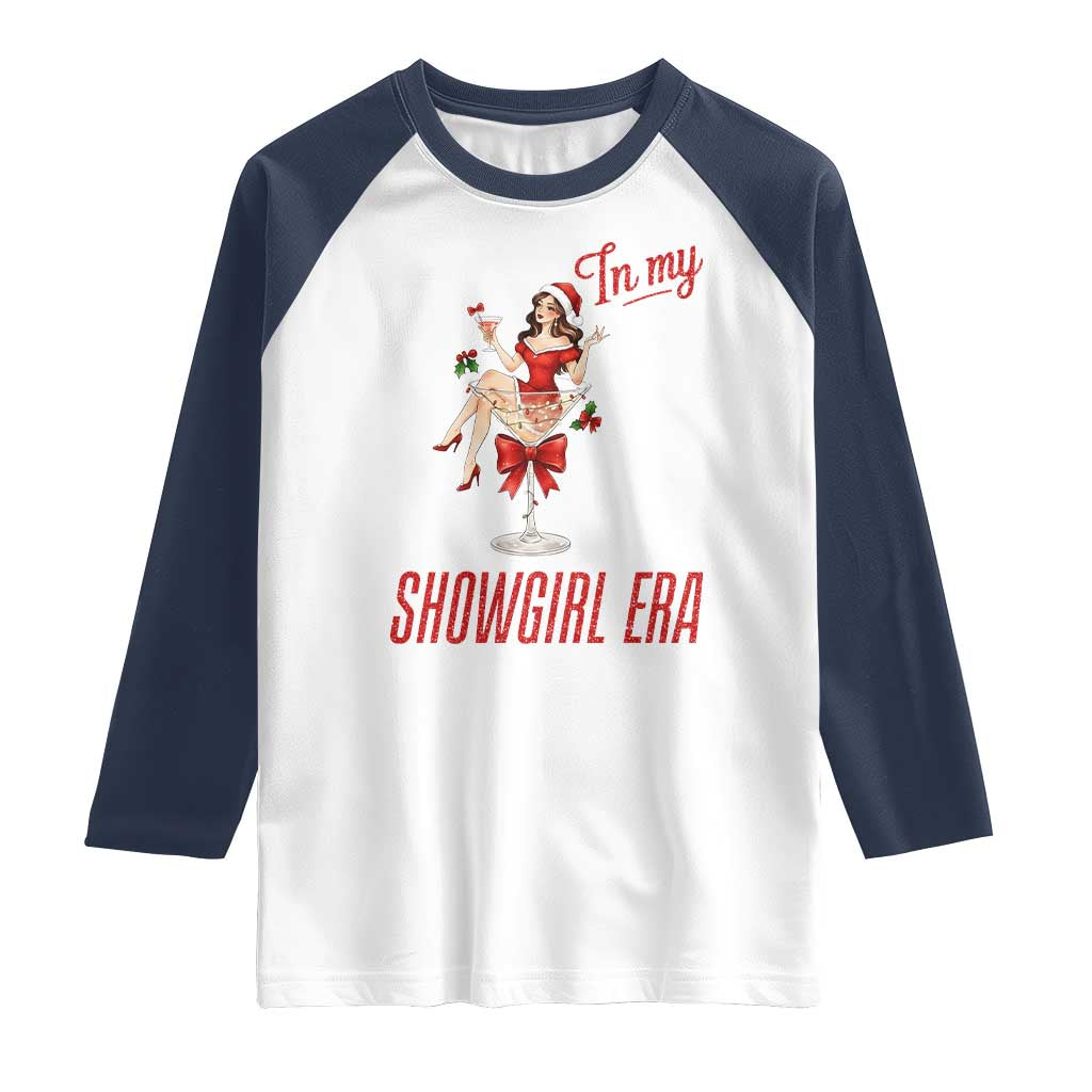 Santa Girls Christmas Raglan Shirt In My Costume Era TS14 White Navy Print Your Wear