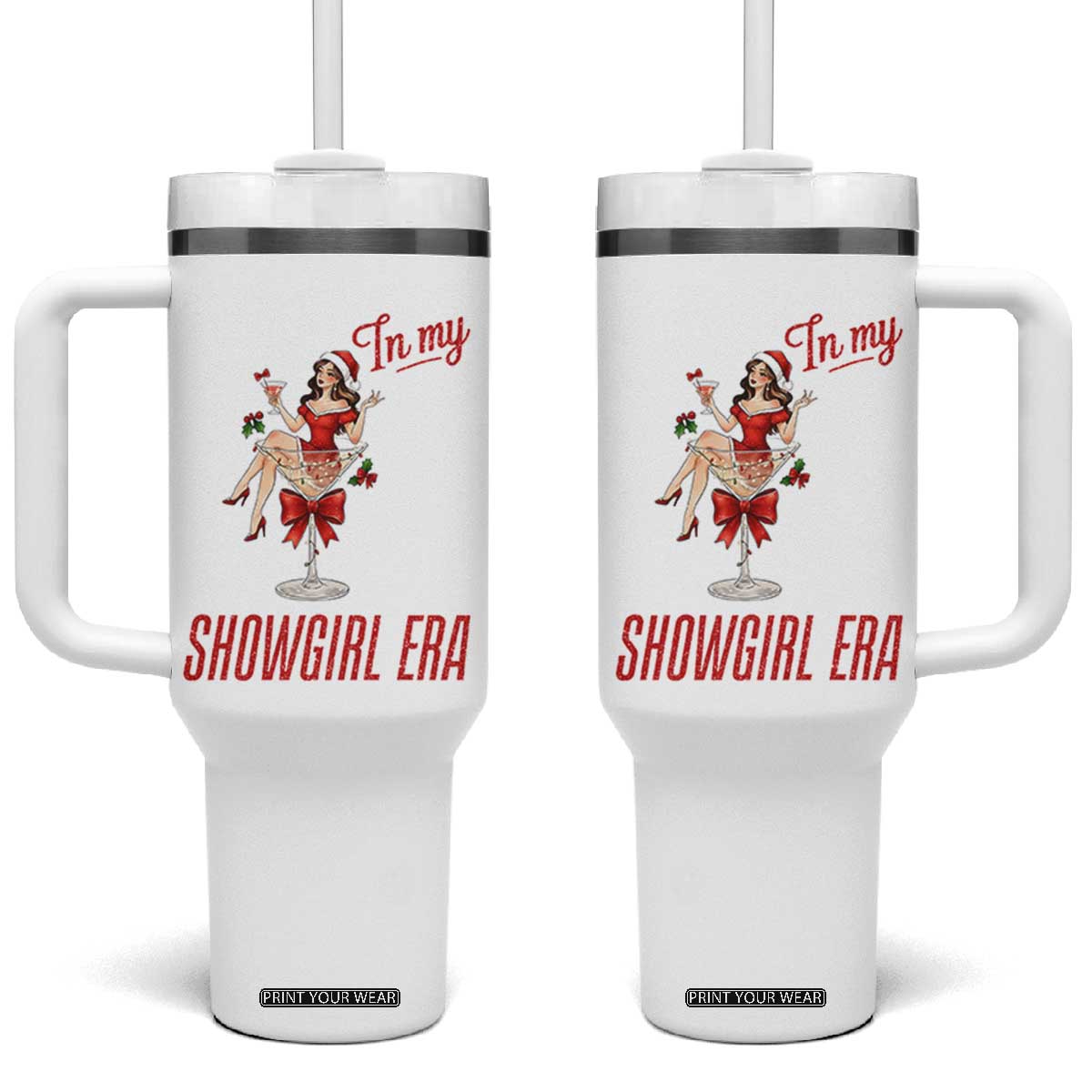 Santa Girls Christmas Tumbler With Handle In My Costume Era TS14 One Size: 40 oz White Print Your Wear