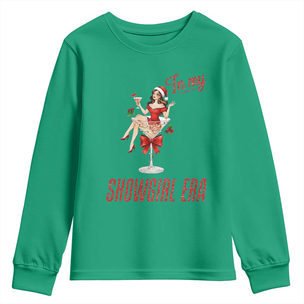 Santa Girls Christmas Youth Sweatshirt In My Costume Era TS14 Irish Green Print Your Wear