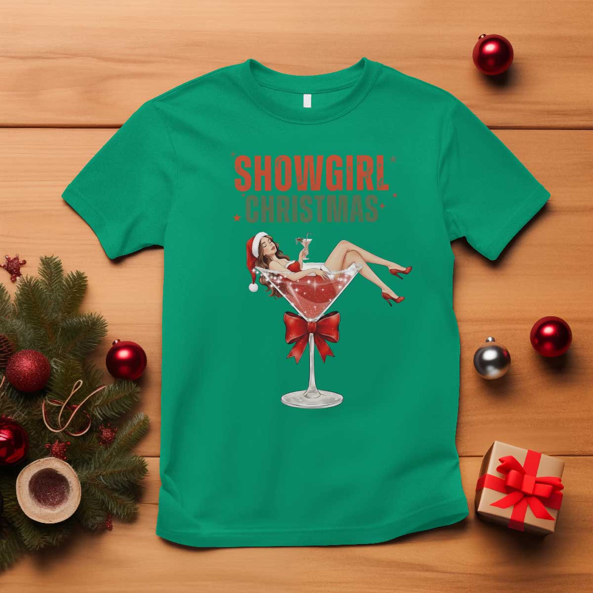 Santa Girls Christmas T Shirt TS14 Irish Green Print Your Wear