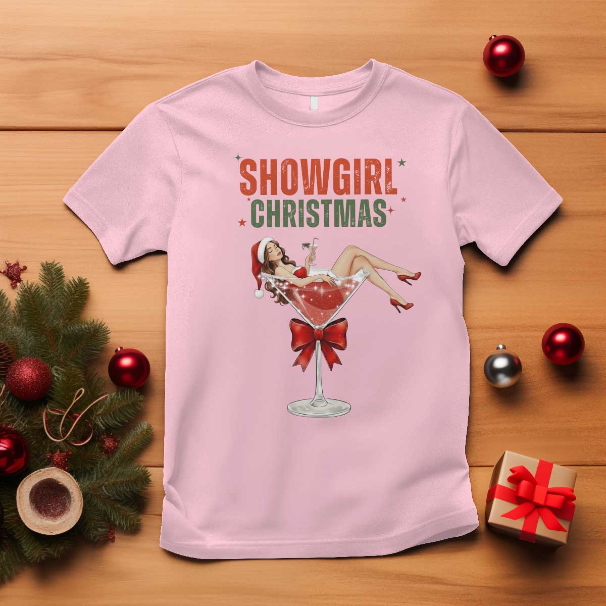 Santa Girls Christmas T Shirt TS14 Light Pink Print Your Wear