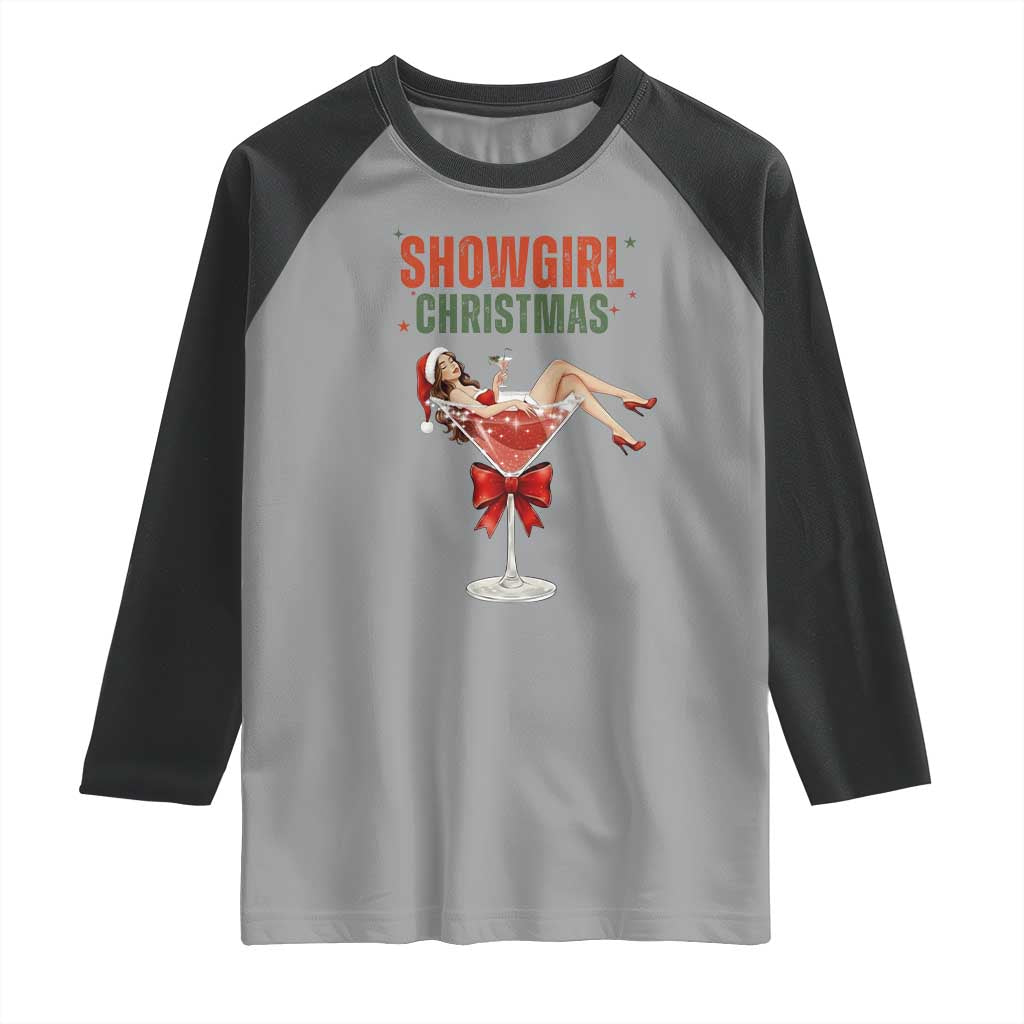 Santa Girls Christmas Raglan Shirt TS14 Sport Gray Black Print Your Wear