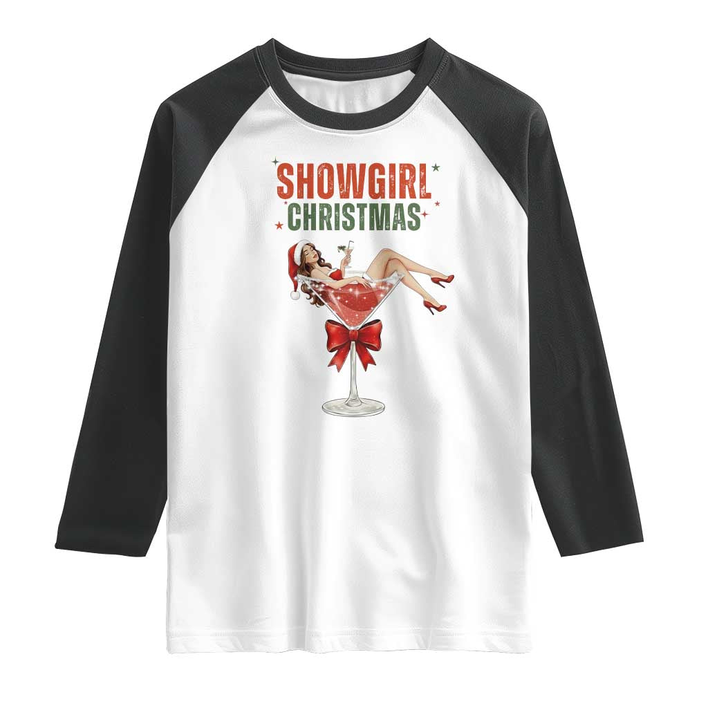 Santa Girls Christmas Raglan Shirt TS14 White Black Print Your Wear