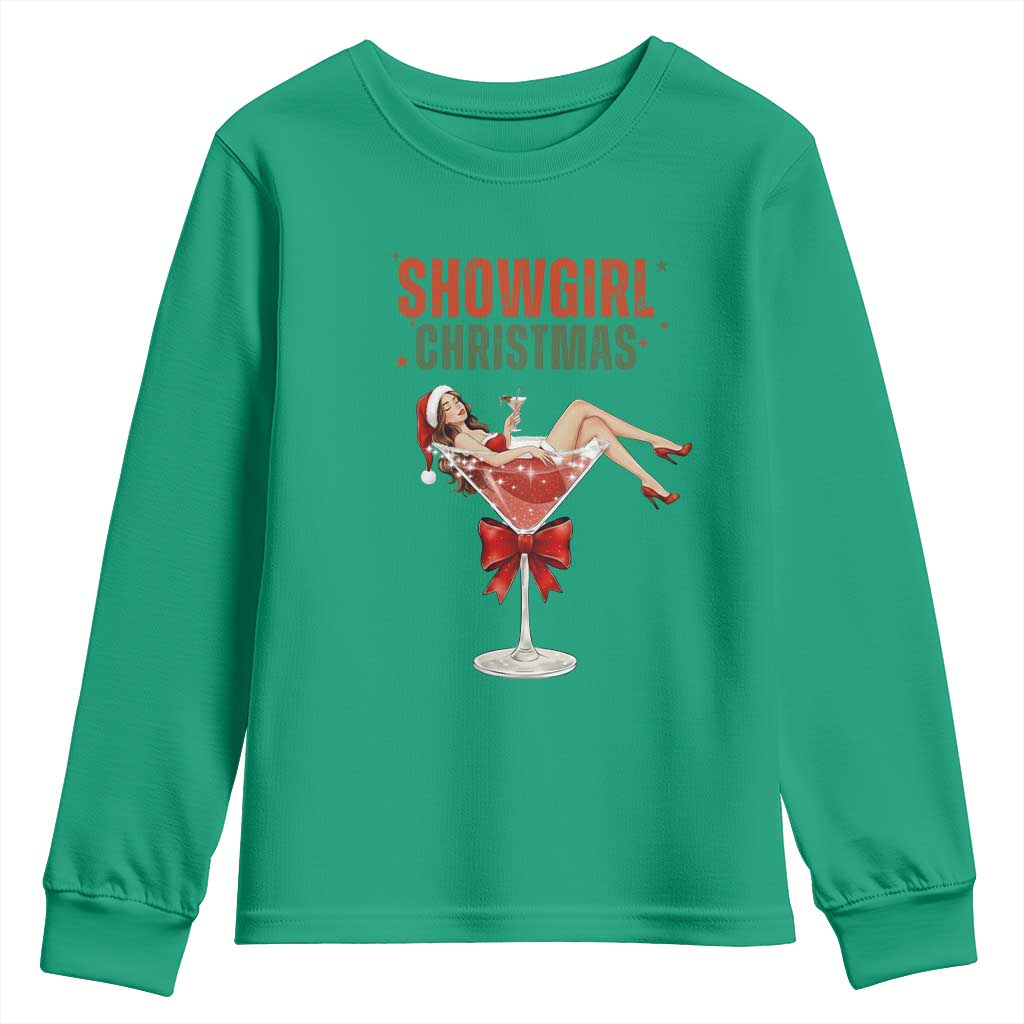 Santa Girls Christmas Youth Sweatshirt TS14 Irish Green Print Your Wear
