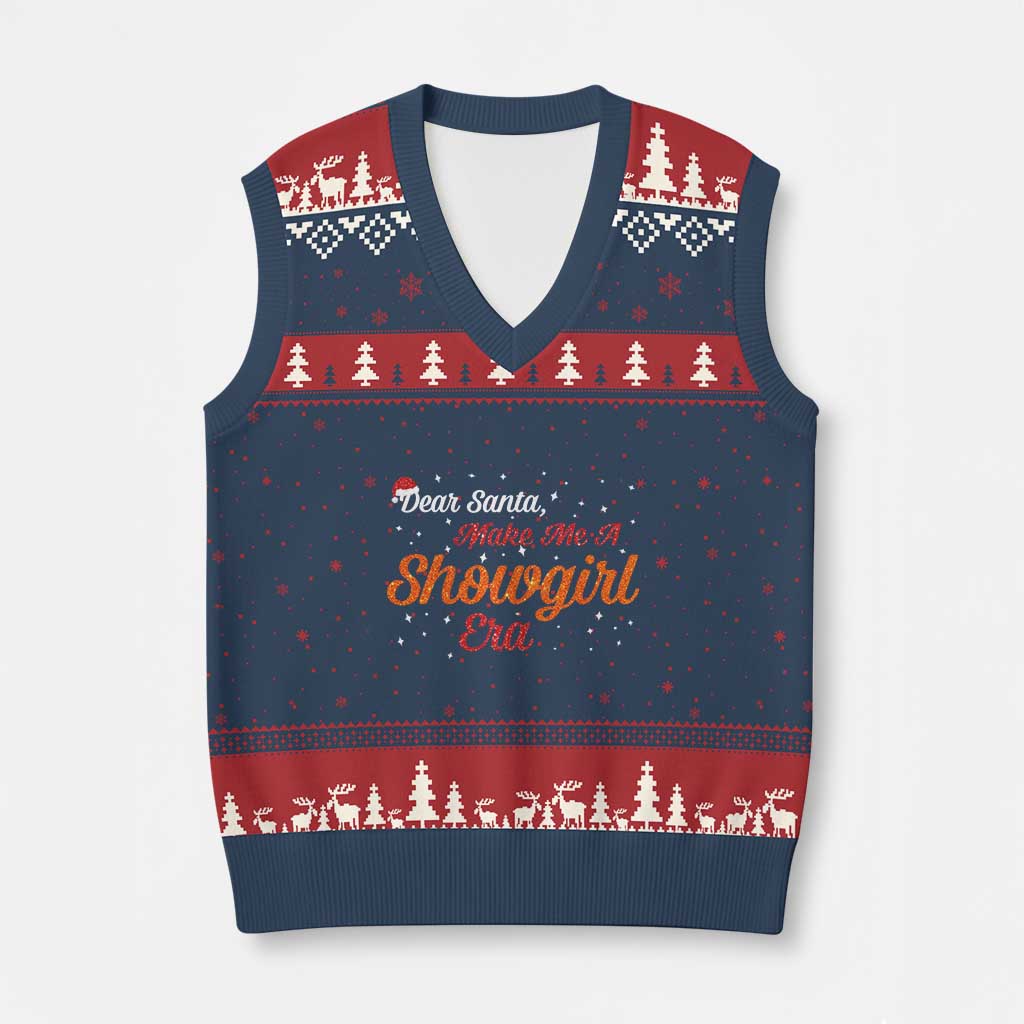 Santa Girls Xmas V-Neck Knit Sweater Vest Funny Trendy Quote TS14 Navy Red Print Your Wear