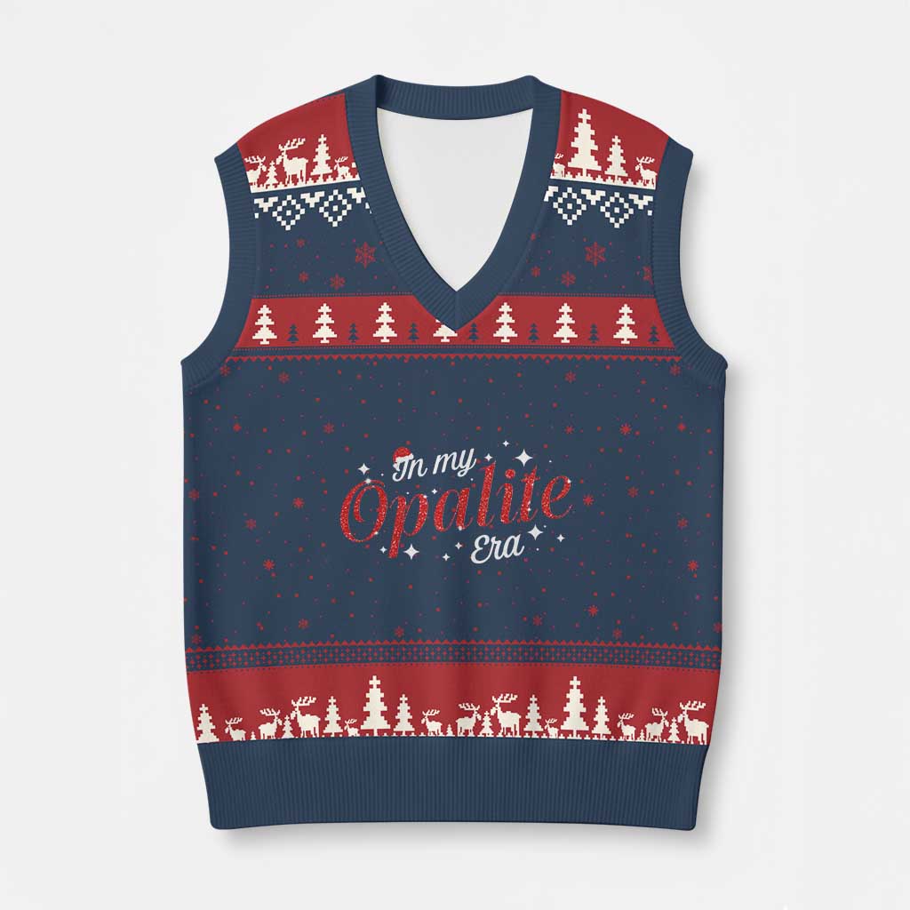 Santa Opalite Xmas V-Neck Knit Sweater Vest TS14 Navy Red Print Your Wear