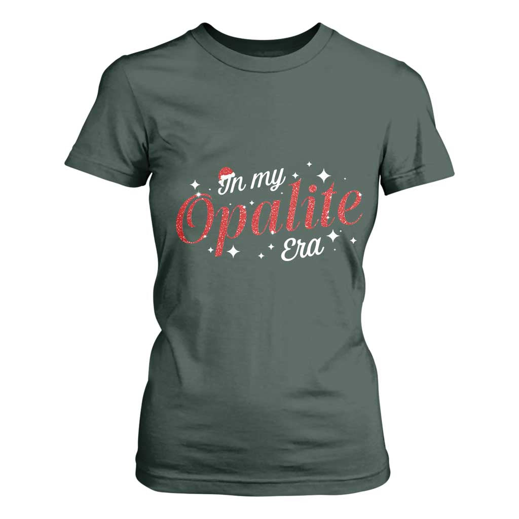 Santa Opalite Christmas T Shirt For Women TS14 Dark Forest Green Print Your Wear
