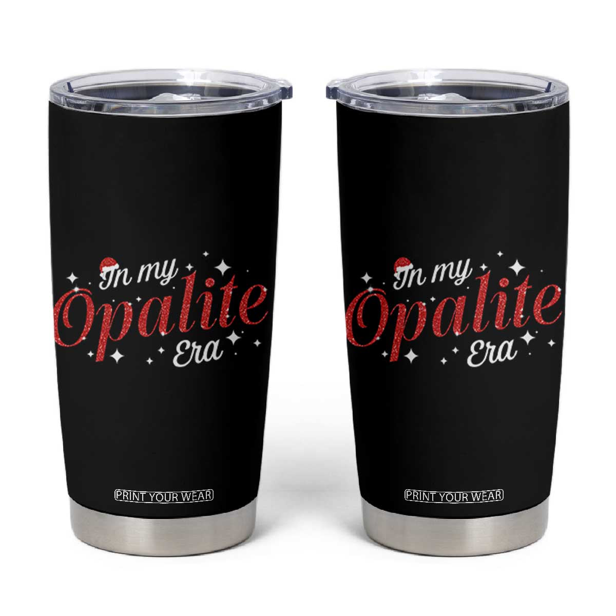 Santa Opalite Christmas Tumbler Cup TS14 Black Print Your Wear